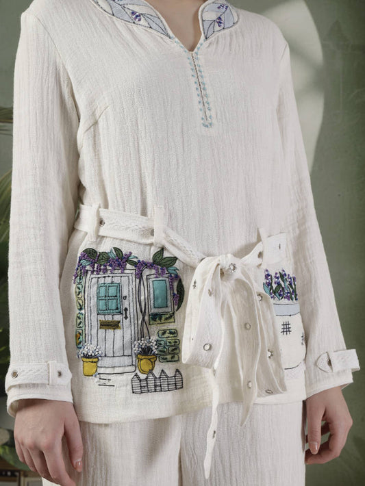 Ivory Hand Embroidered Coord Set