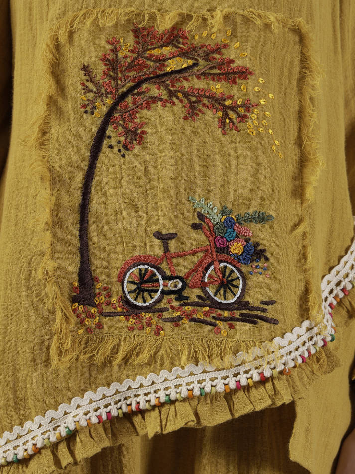 Mustard Hand Embroidered Coord Set