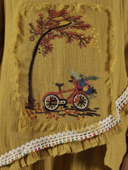 Mustard Hand Embroidered Coord Set