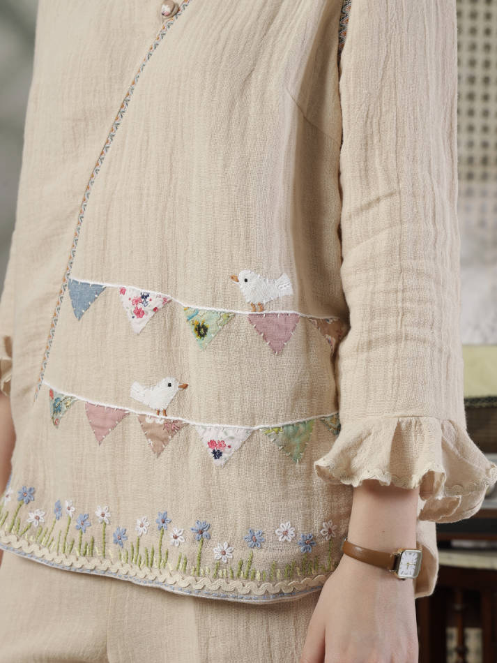 Ivory Hand Embroidered Coord Set