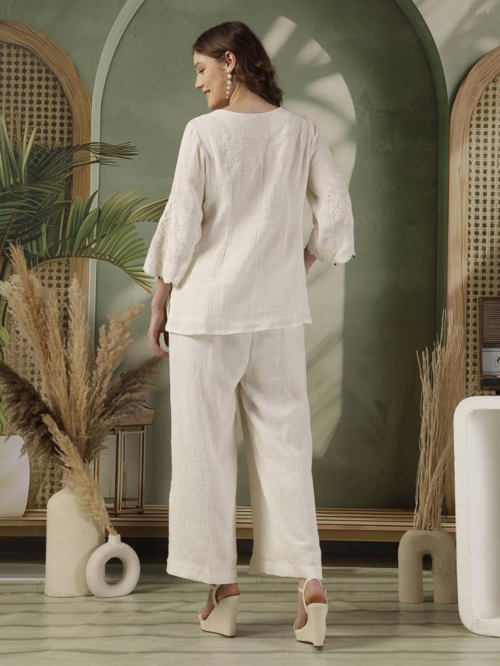 Ivory Hand Embroidered Coord Set