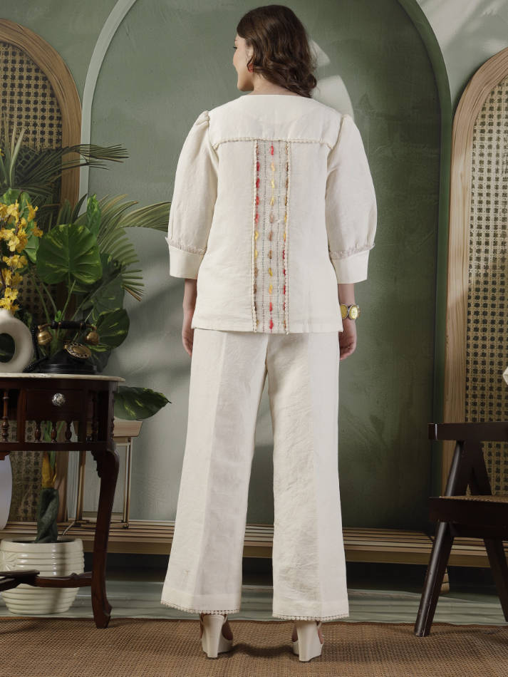 Ivory Hand Embroidered Coord Set