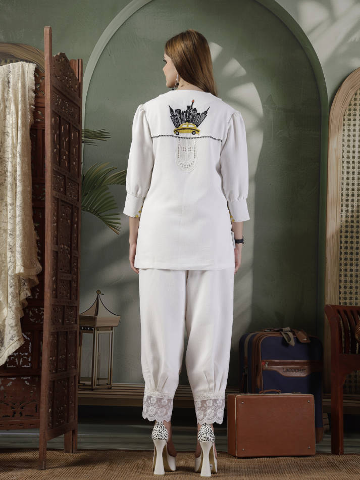 Ivory Hand Embroidered Coord Set