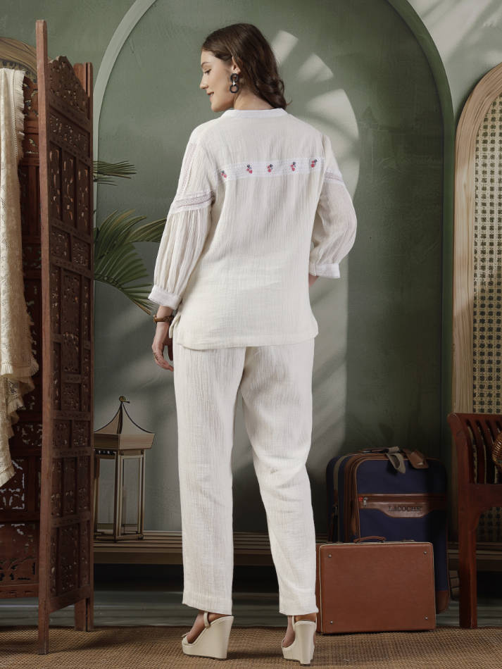 Ivory Hand Embroidered Coord Set