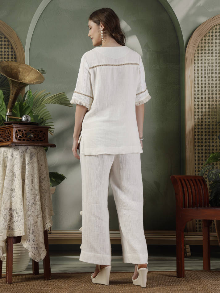 Ivory Hand Embroidered Coord Set