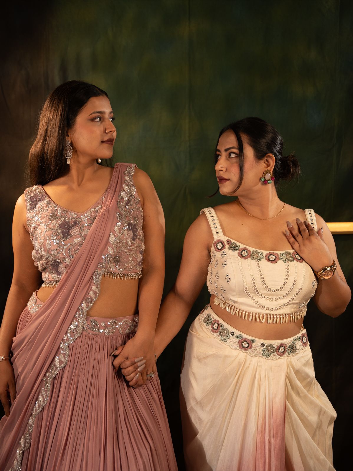 Ivory Floral Embroidered Cape Set