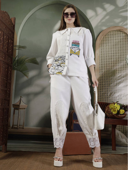 Ivory Hand Embroidered Coord Set