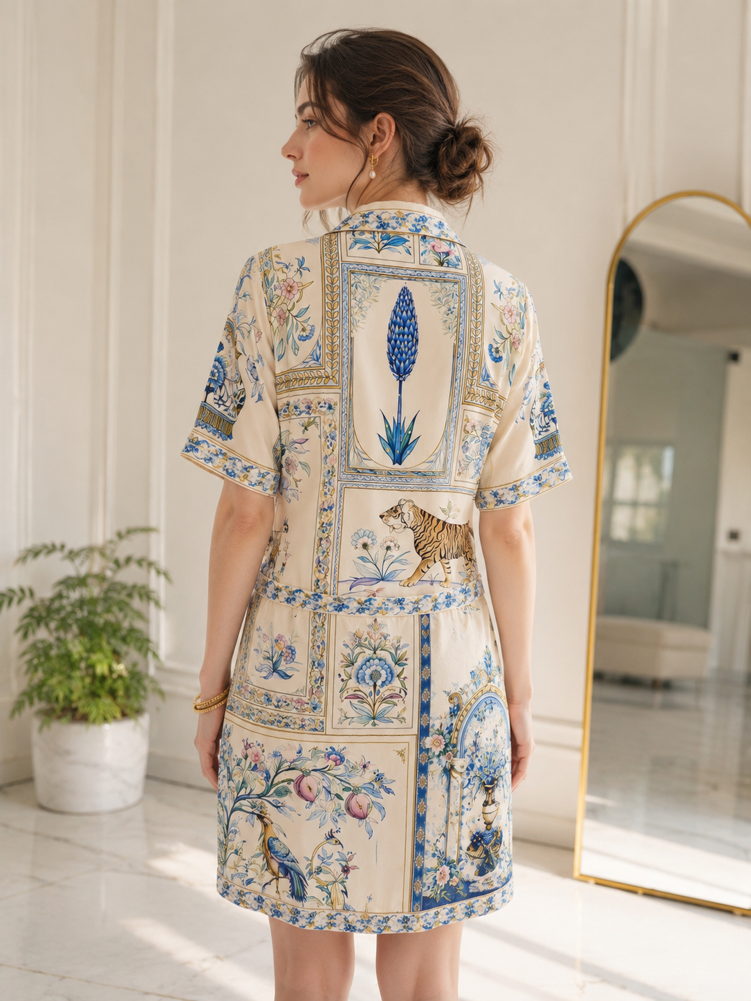 Ivory Blue shirt Dress