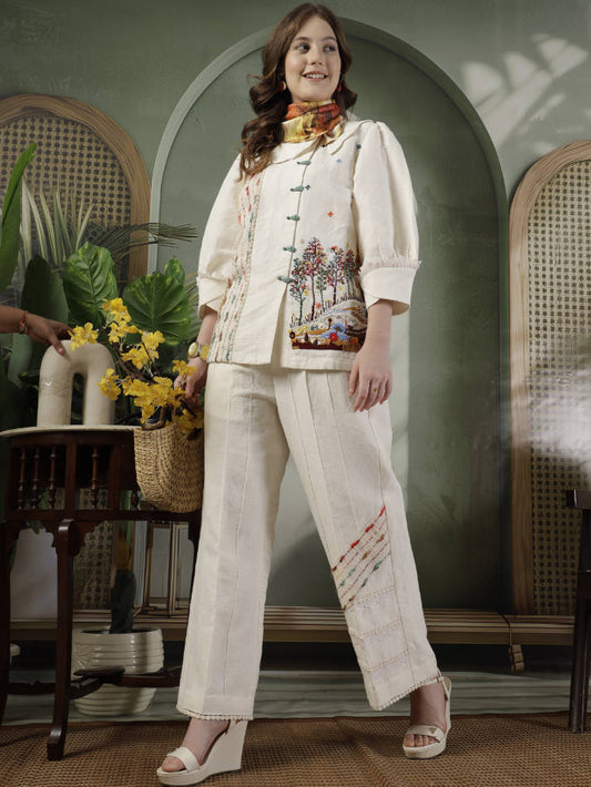 Ivory Hand Embroidered Coord Set
