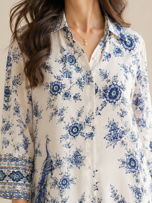 Ivory Blue Peacock Co-ord set