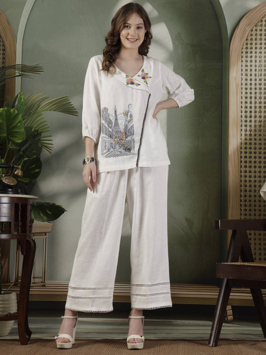 Ivory Hand Embroidered Coord Set