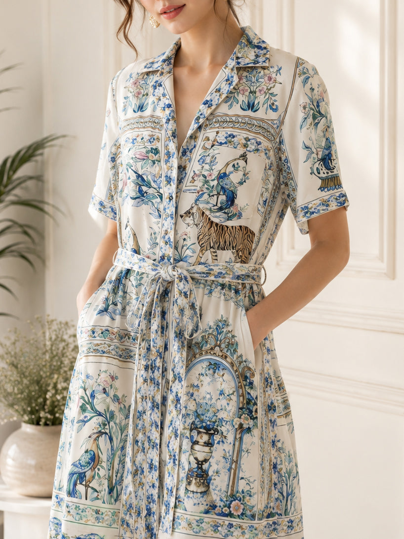 Ivory Blue shirt Dress