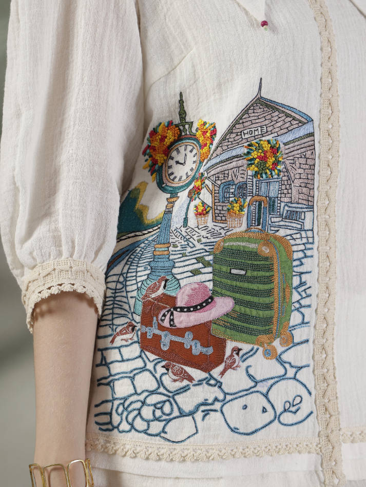 Ivory Hand Embroidered Coord Set
