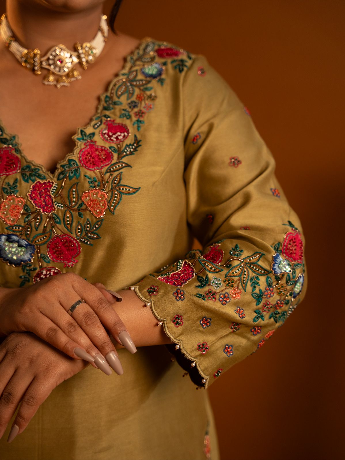 Olive green kurta set