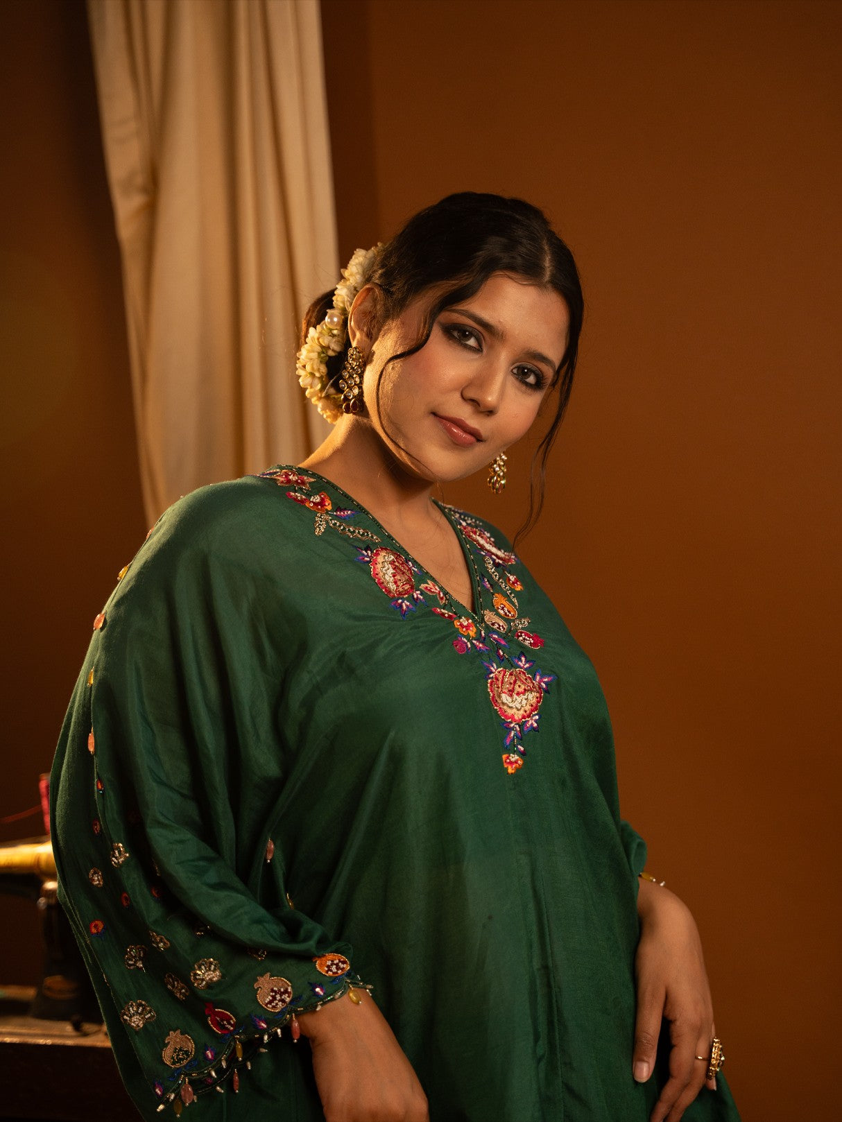 Emerald green kaftan set