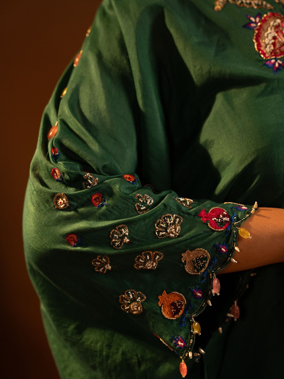 Emerald green kaftan set