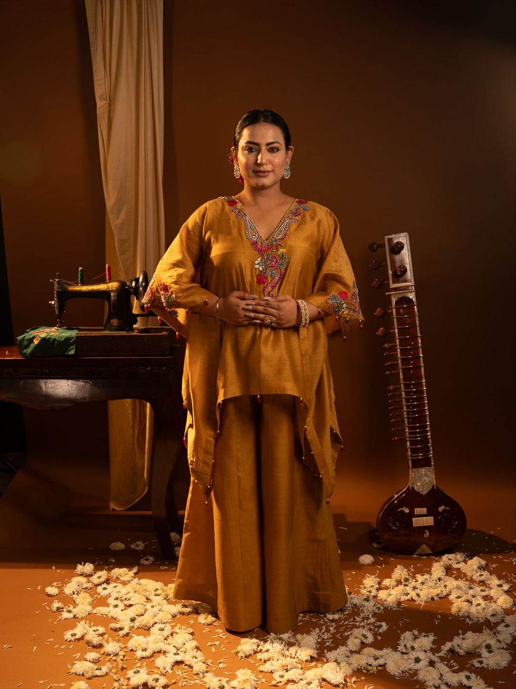 Mustard kaftan set