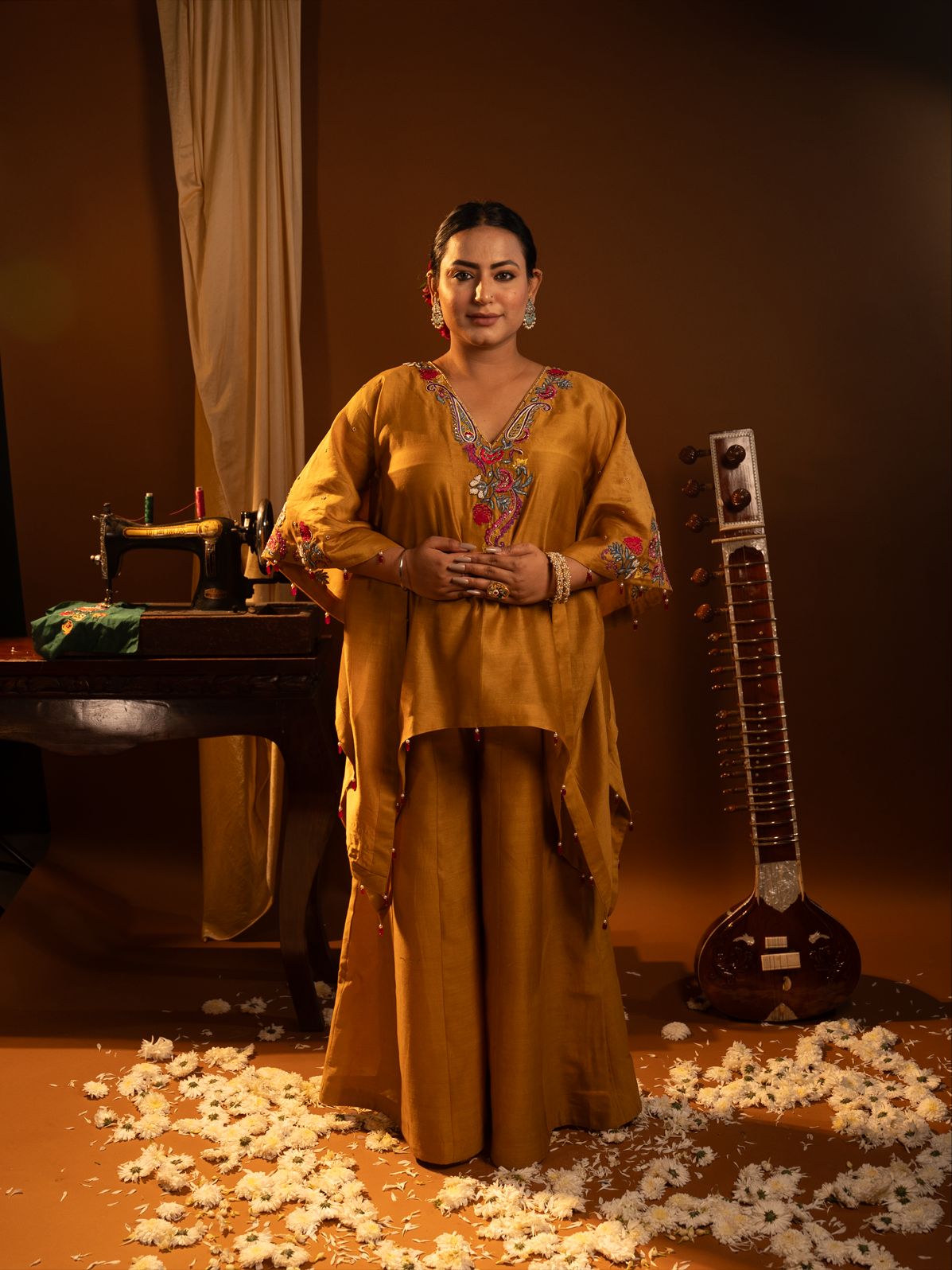 Mustard kaftan set