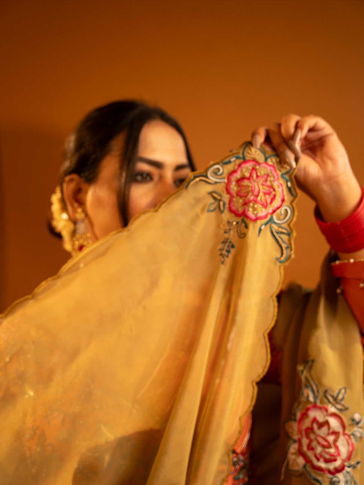 Rusty orange anarkali set