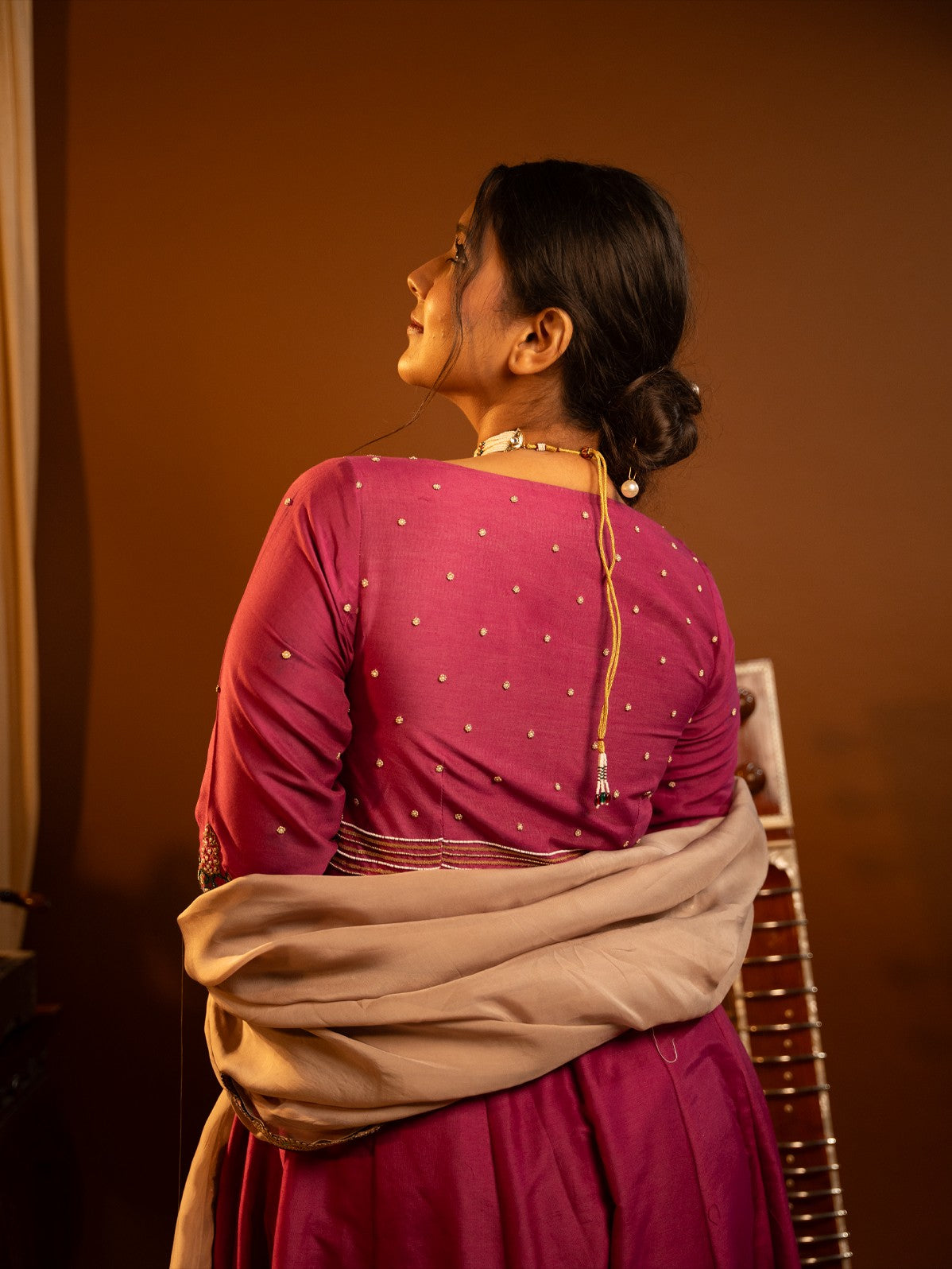 Wine pink anarkali set