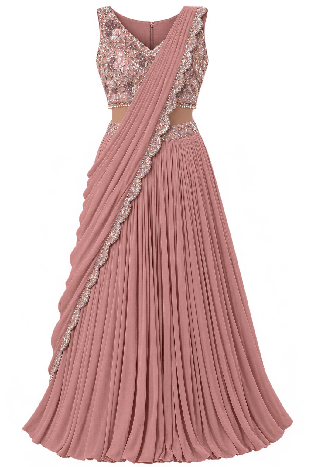 Royal pink drape saree