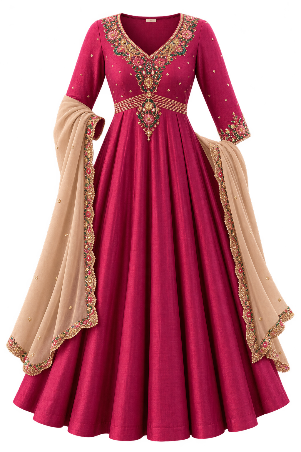 Wine pink anarkali set