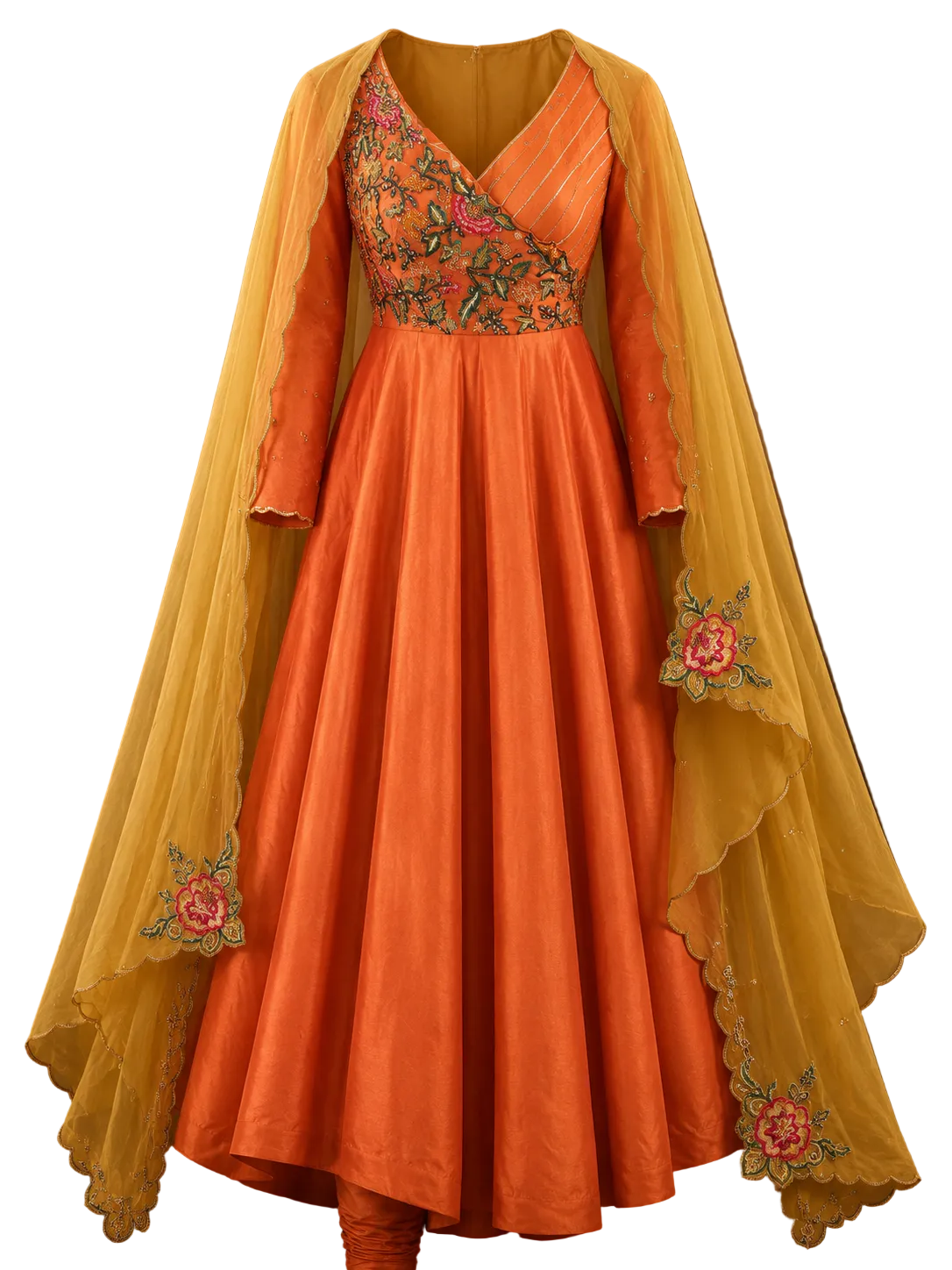 Rusty orange anarkali set